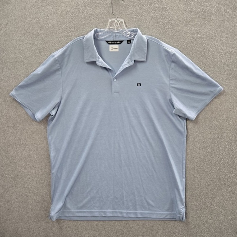 Travis Mathew Men Polo XL Blue Logo Casual Embroidered Short Sleeve Collar